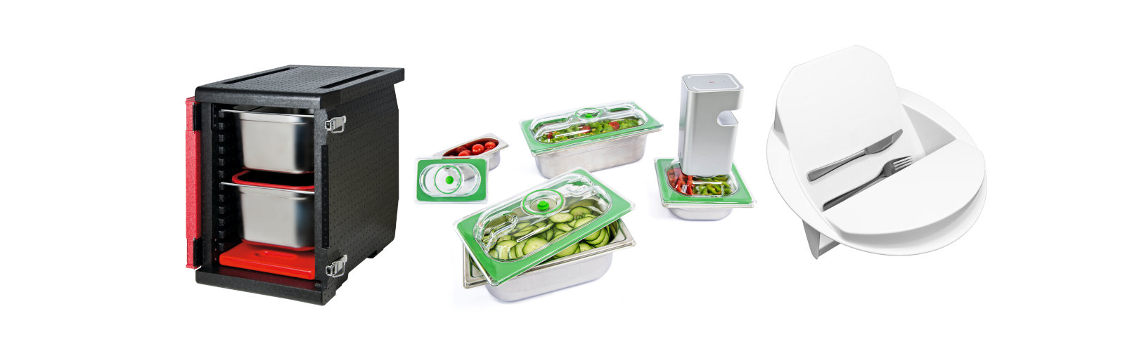 EPP Thermoboxen und isothermen Behältern, Besteckdetektor,  cultery detector and magnetic separator; Universaldeckel für Vakuum GN behälter.